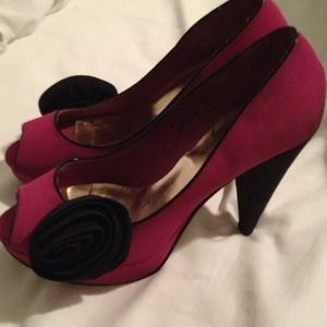 Hot pink platform heels