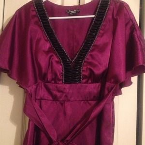 Metallic royal purple dress.