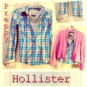 HOLLISTER - Y2K Pearl Snap-Pastel and plaid