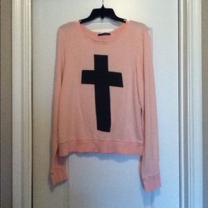 Wildfox pink cross jumper