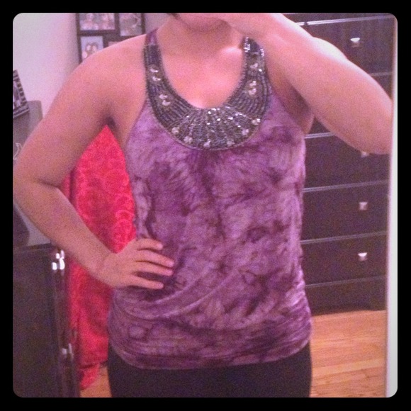 💌Sold💌 Purple tie dye embellished tank