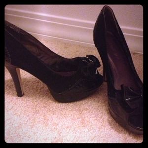 Sexy black peep toe heels