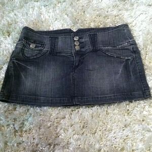 Black denim mini skirt