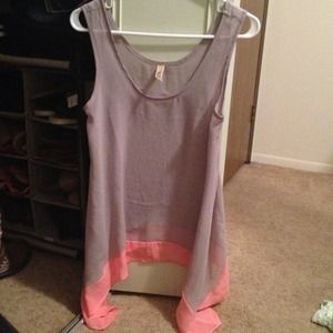 BKE gray and hot pink sheer tank