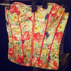 Floral strapless top