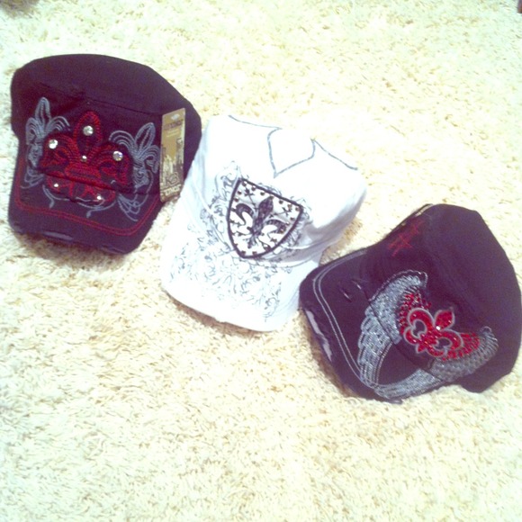 FLEUR DE LIS CAPS WITH RHINESTONES $8 REDUCED FIRM