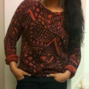 Rust Tribal Print Sweater