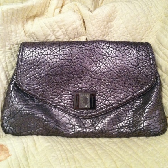 Badgley Mischka Francine Metallic Pewter purse