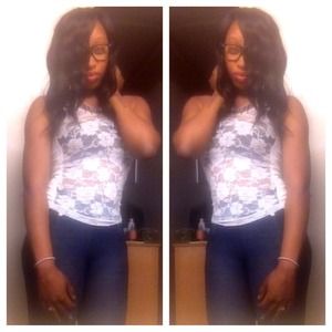 See through white lace shirt