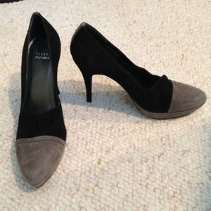 Sold! Black and gray suede Stuart Weitzman heels