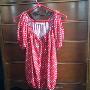 Maurice's red and white polka dot top