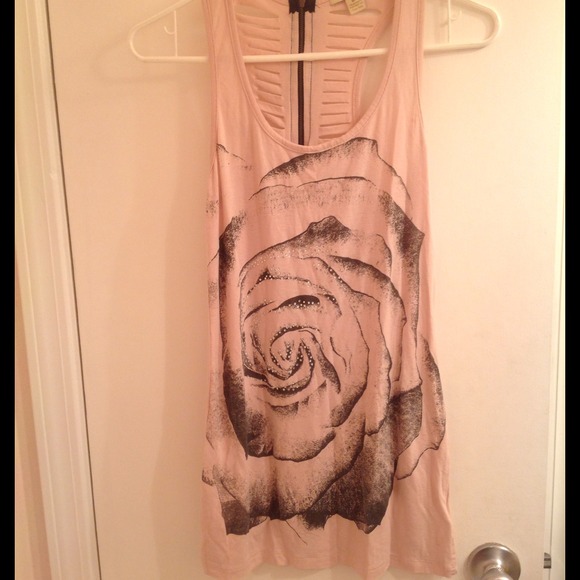 Rose tank top/tunic with rhinestones and a rose