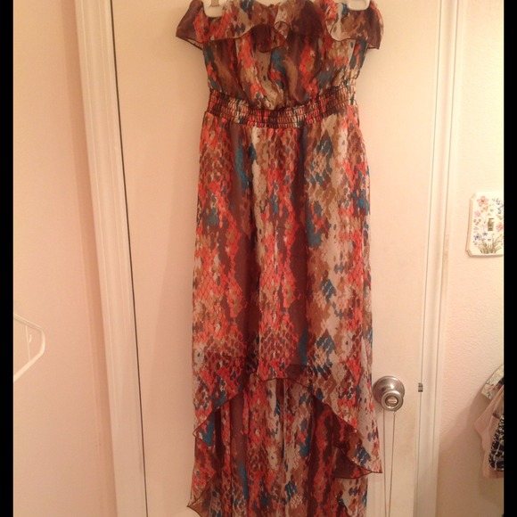 High low floral print ruffle dress