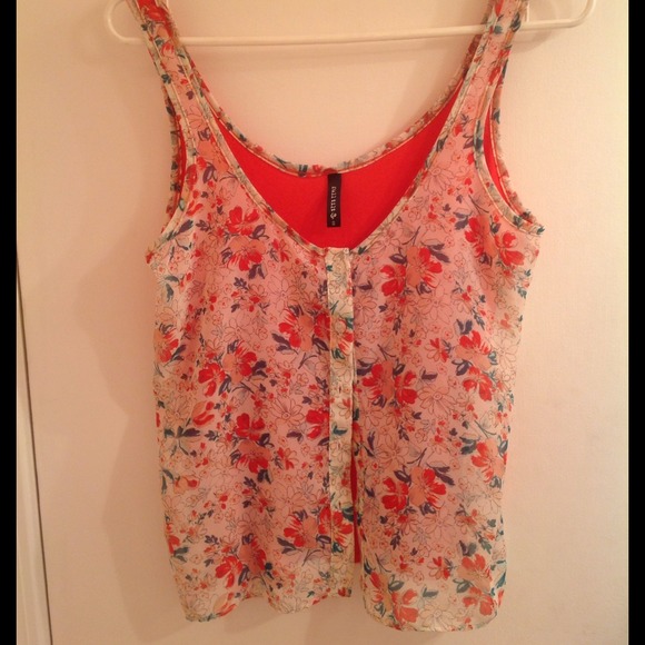 Button up shear floral print tank