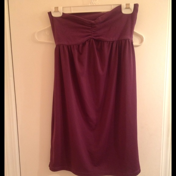 Purple strapless dress