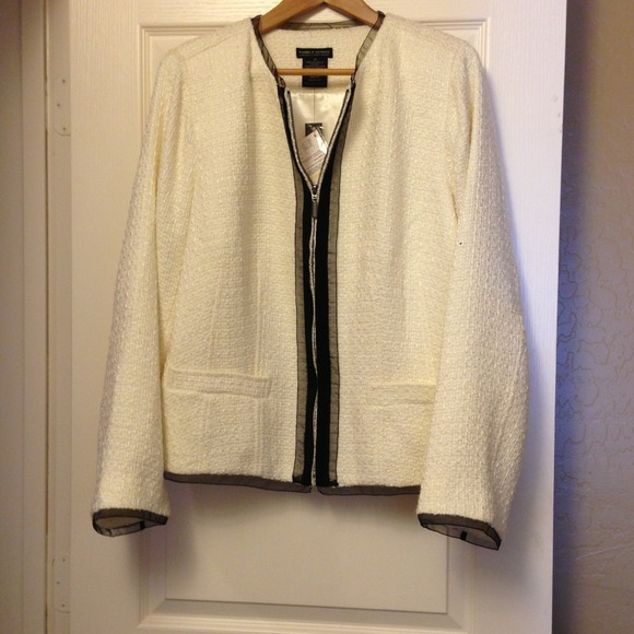 Off white jacket with sheer ribbon detail size 1X
