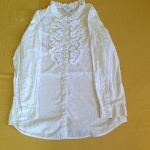 LOFT ruffle button-down