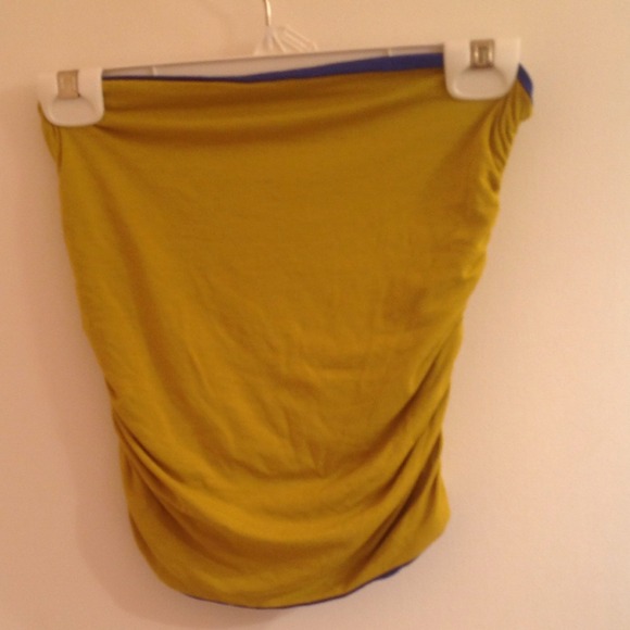 Reversible tube top mustard yellow/blue