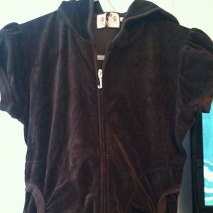 Brown Velour Juicy Short Sleeve Zip Up