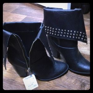 Short black boots with silver studs