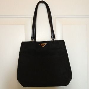 Authentic Prada Nylon Handbag with Leather Straps