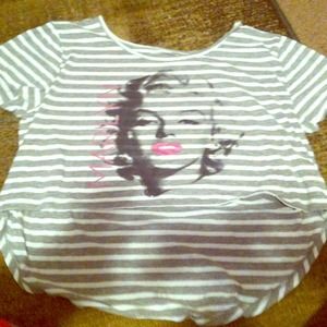 Marilyn gray stripped off the shoulder shirt