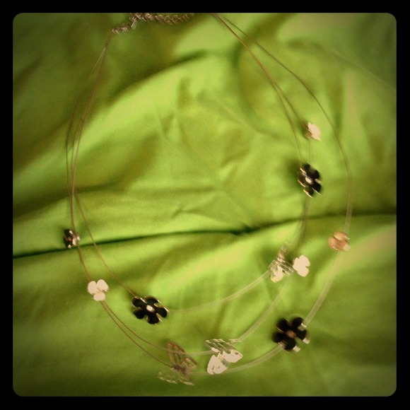 Springtime flowers and butterflies necklace
