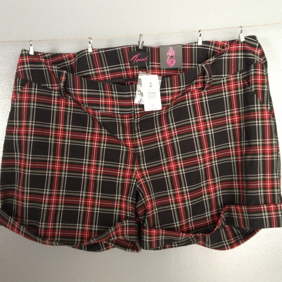 Torrid Black and Red Plaid Shorts