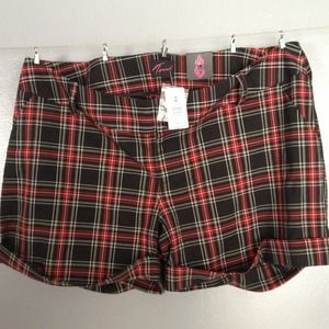 Torrid Black and Red Plaid Shorts