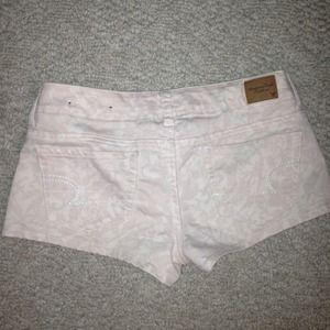 printed jean shorts
