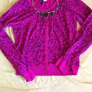 Pink leopard print cardigan