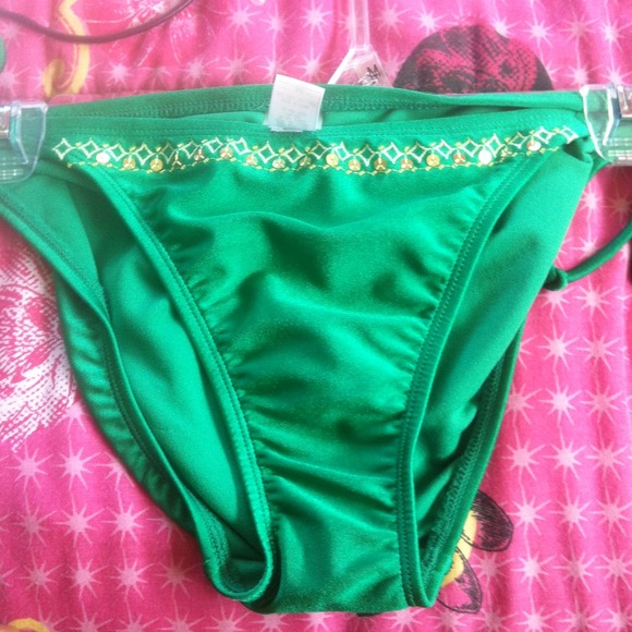 Green Sequin Embellished Bikini Bottoms - Picture 1 of 2