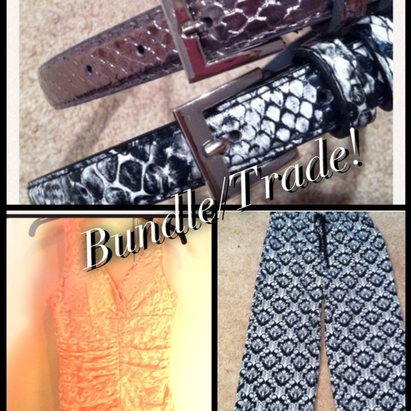 Pajama pants, coral lacey shirt, and two belts:)