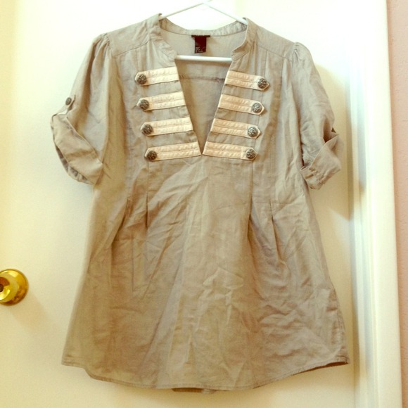 H&M Grey Military Style Blouse