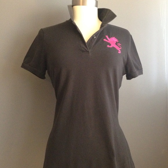 Medium black Express polo with pink logo