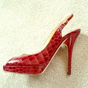 Burgundy crocodile print Jimmy Choo heels
