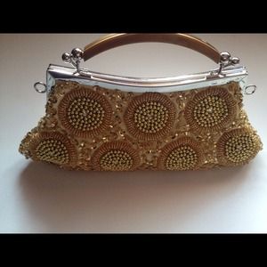 NEW Sunflower beaded clutch Black silver gold qty8