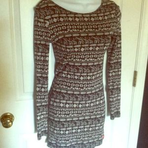 Long sleeve tribal print mini dress
