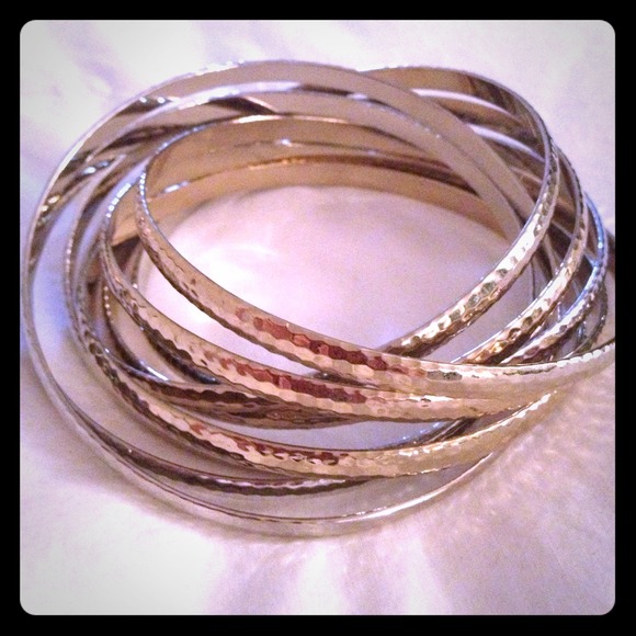 Hammered gold/silver ribbon bangles!