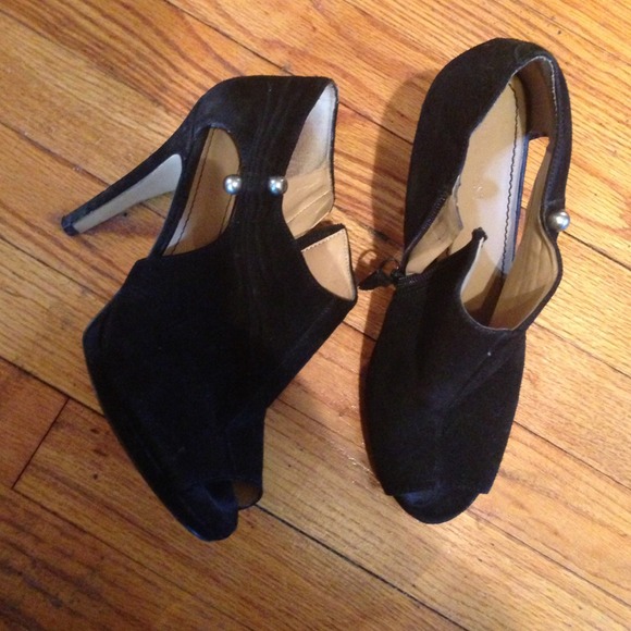 Black suede with built in platform