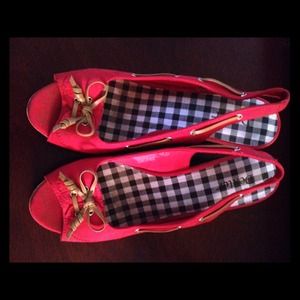 *Reserved*. Cute red sailor wedges