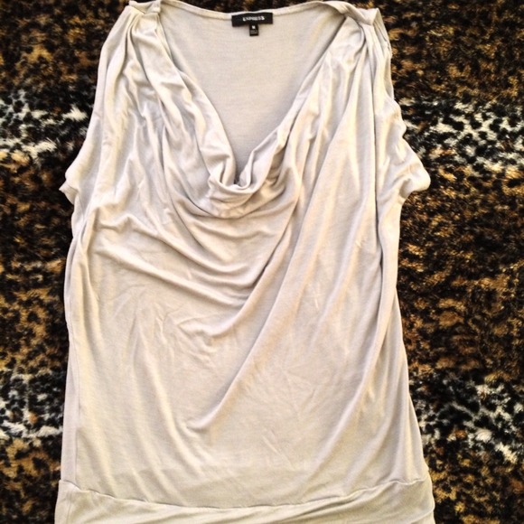Grey draped neck shirt