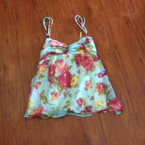 Baby blue floral tank top