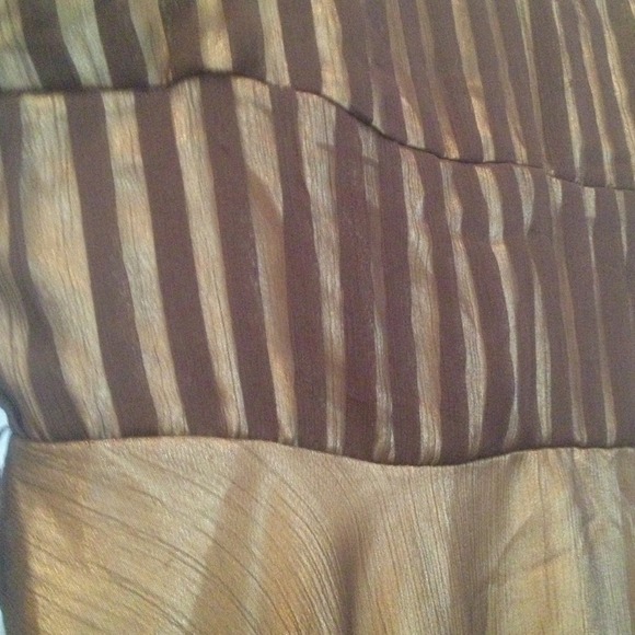Brown and yellow chiffon dress. Lg - Picture 2 of 4