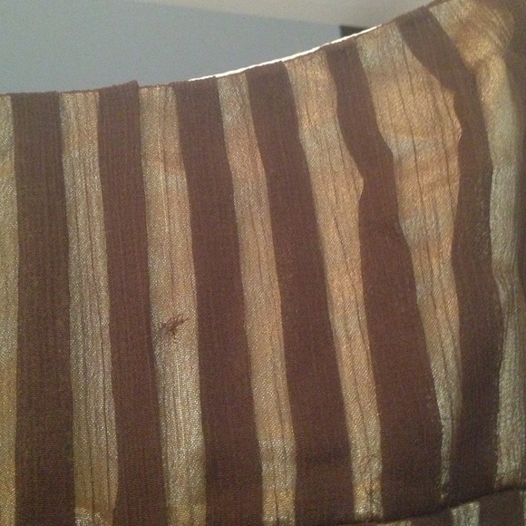 Brown and yellow chiffon dress. Lg - Picture 4 of 4