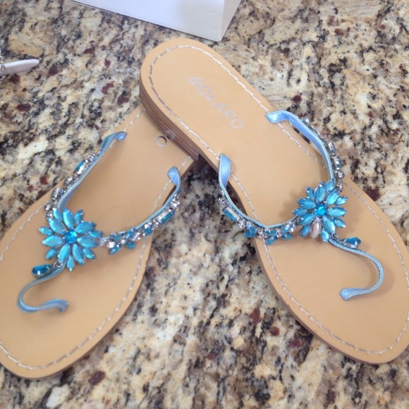 SOLD Blue crystal sandles! & underamour hat!