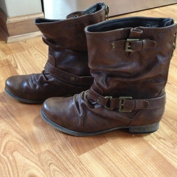 Brown leather boots