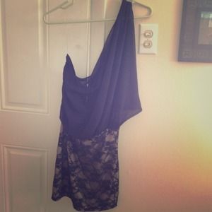 One shoulder lace dress.