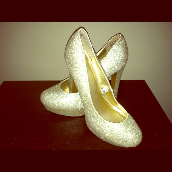 Gold Glitter Heels