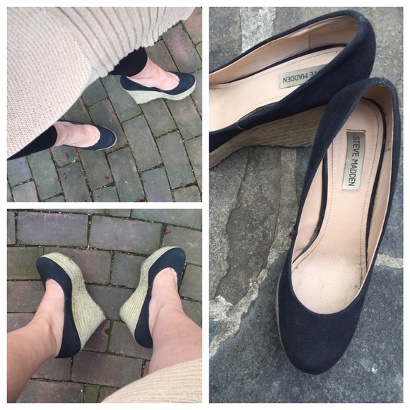 🚩FINAL SALE🚩Steve Madden Black Platform Wedge - Picture 2 of 4